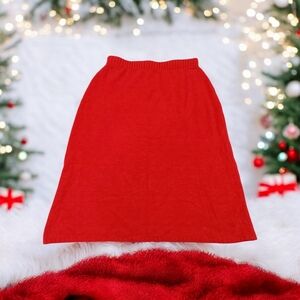 Vintage Yarn Spinners Red A Line Knit Acrylic Long Pull On Skirt Womens Size XL